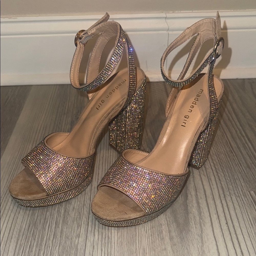 Madden Girl Silver Block Heel Sandals